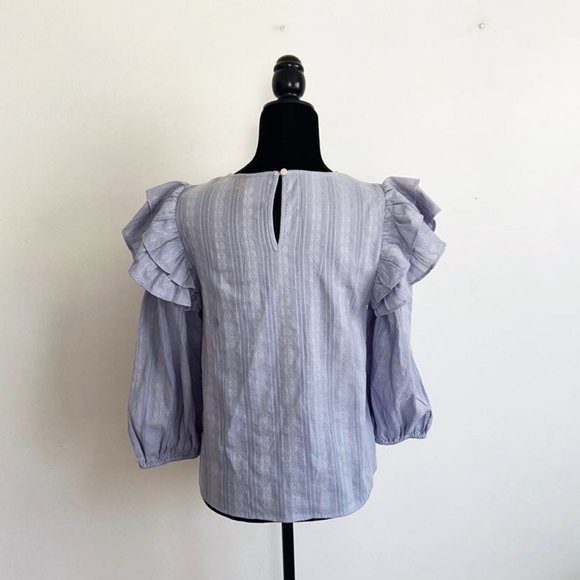 SOLD Universal Thread NWT Blue Ruffle Puff Sleeves Cotton Blouse Top S - Picture 5 of 11